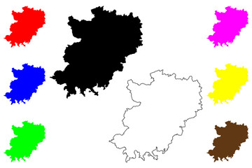 Obraz premium Hohenlohe district (Federal Republic of Germany, rural district, Baden-Wurttemberg State) map vector illustration, scribble sketch Hohenlohe map
