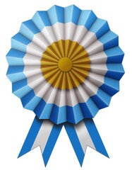 flag with ribbons, rosette, Argentina flag, 3d illustration	
