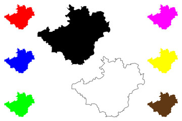 Hof city (Federal Republic of Germany, Urban district Upper Franconia, Free State of Bavaria) map vector illustration, scribble sketch Hof map