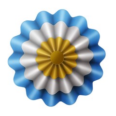 flag with ribbons, rosette, Argentina flag, 3d illustration	
