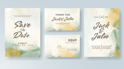 Wedding invitation with abstract watercolor background