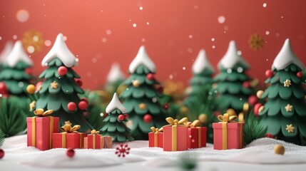 Enchanted Winter Wonderland: A Snowy Forest of Festive Trees