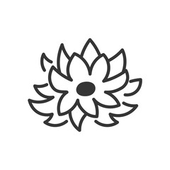 Lotus Flower Doodle Line Icon. Meditation Harmony Yoga symbol. Isolated vector illustration in sketch style.