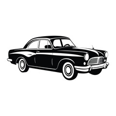 retro vintage classic car vector silhouette isolated