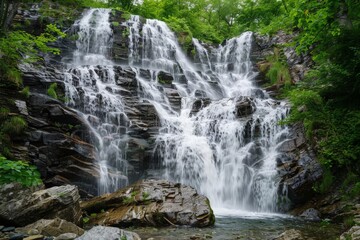 Fototapeta premium waterfall down a rocky cliff