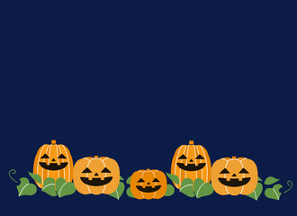 ハロウィンのかぼちゃとツタの背景イラスト