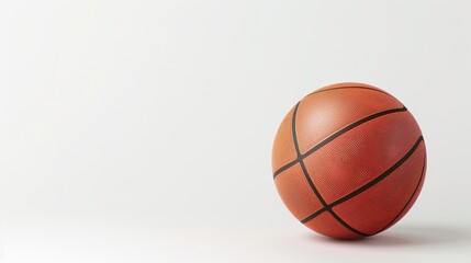 Fototapeta premium A realistic basketball with intricate texture, isolated on a clean white background, ample copy text space on the sides