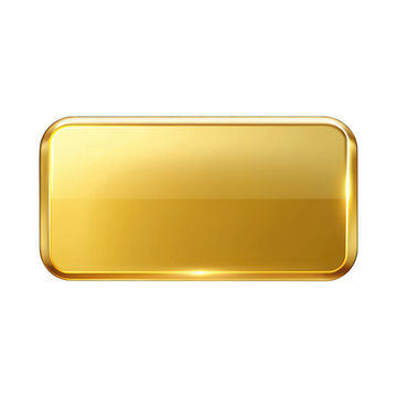 Gold rectangle button isolated on transparent background