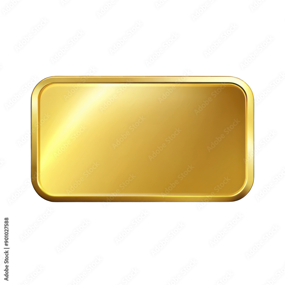 Wall mural gold rectangle button isolated on transparent background