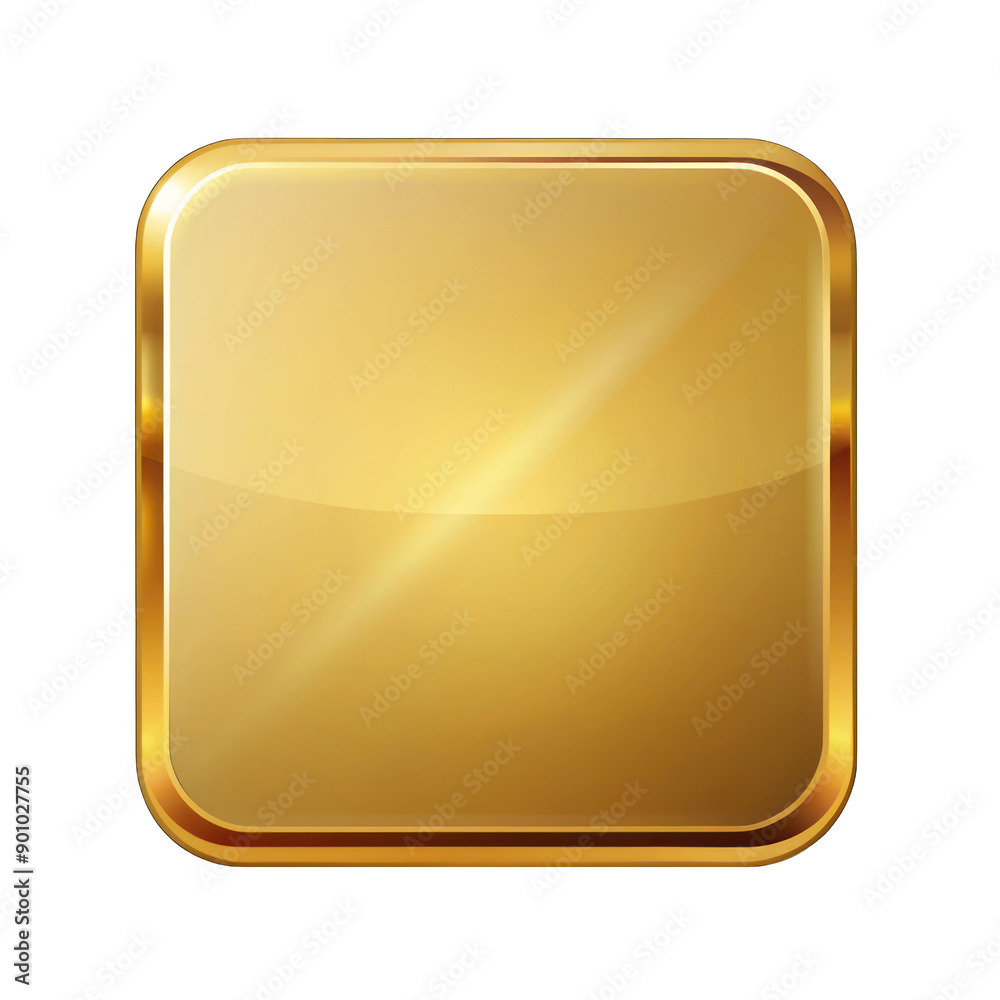 Wall mural gold rectangle button isolated on transparent background
