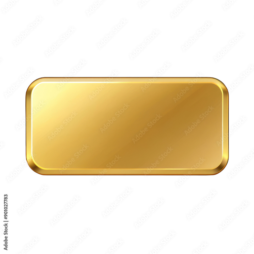 Wall mural gold rectangle button isolated on transparent background