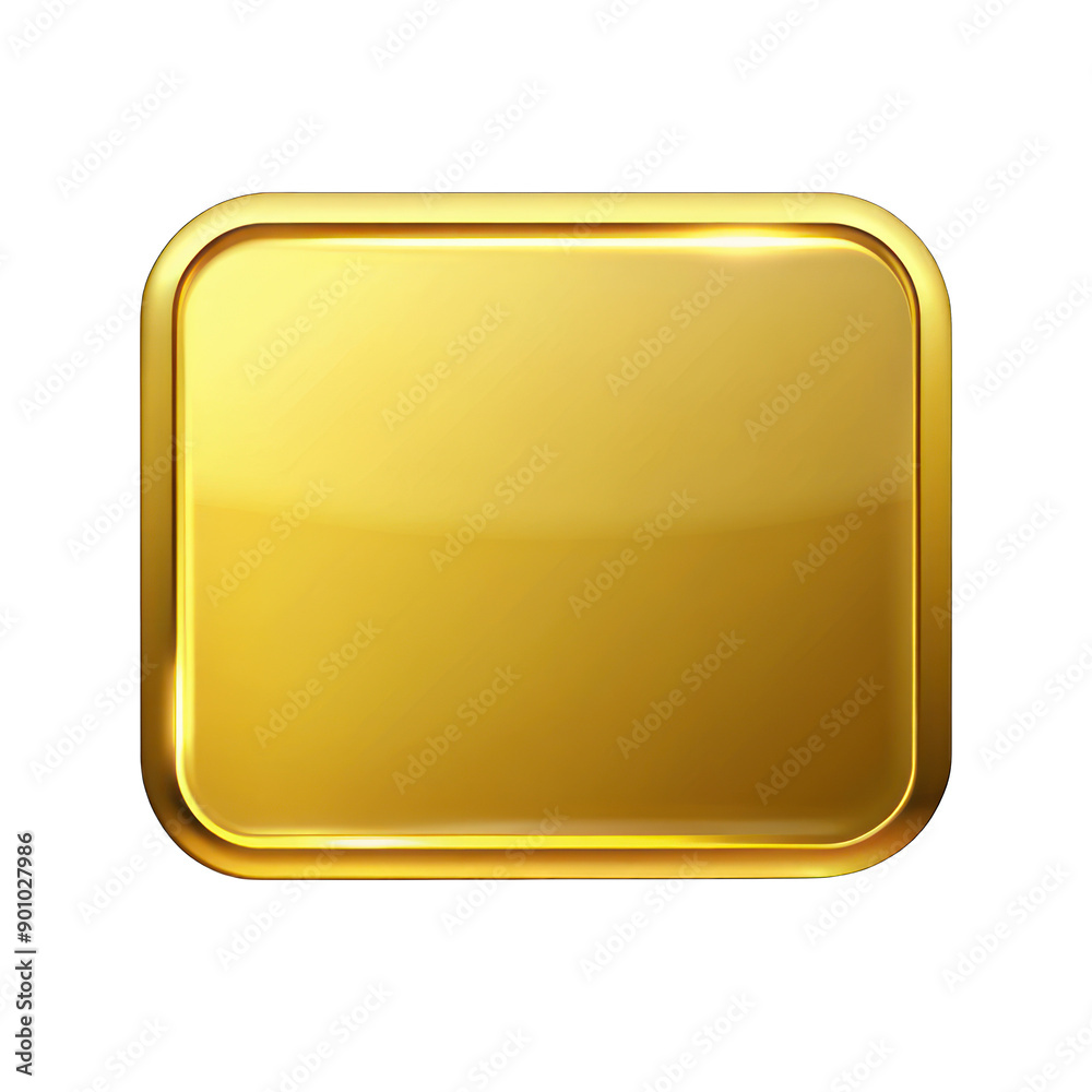 Wall mural gold rectangle button isolated on transparent background
