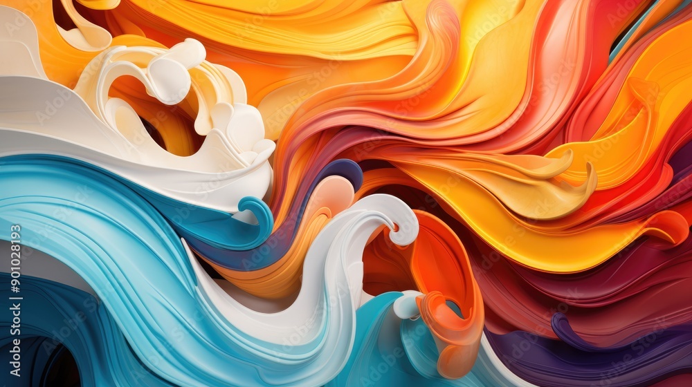 Wall mural Abstract, colorful fluid dynamics in motion