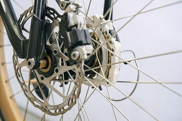Fototapeta premium A close-up view of a bicycle's rear brake mechanism