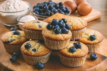 Blueberry Muffins with Ingredients