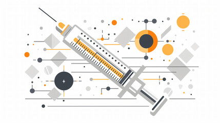 Obraz premium Flat Vector Illustration of Open Syringe with Symbolic Illustration of Data Visualizations