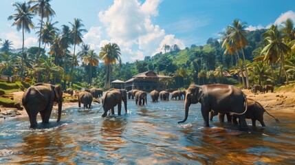 Pinnawala Elephant Orphanage, Sri Lanka - Elephant sanctuary with lush surroundings