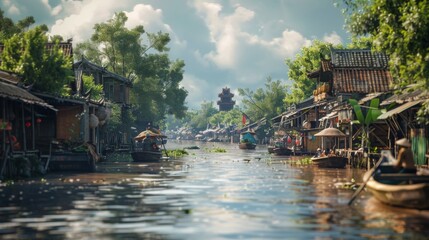 Mekong Delta, Vietnam - River landscapes with floating markets