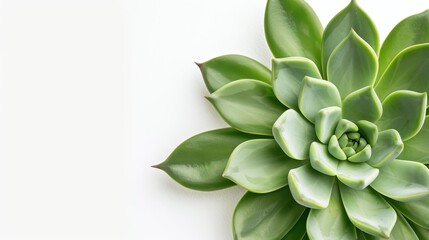 Obraz premium Succulent plant with vivid green leaves, isolated against a pristine white backdrop, generous area for text, sharp details