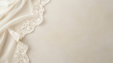 Fototapeta premium Vintage lace handkerchief, meticulously detailed, placed on a neutral background, allowing for ample text space