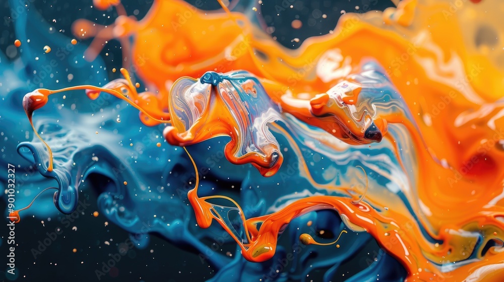 Wall mural Abstract, colorful fluid dynamics in motion