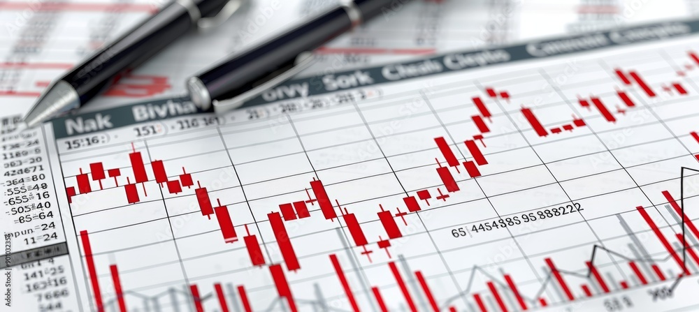 Aufkleber finance crisis diagram chart stock market data on business paper statistic. generative ai technology