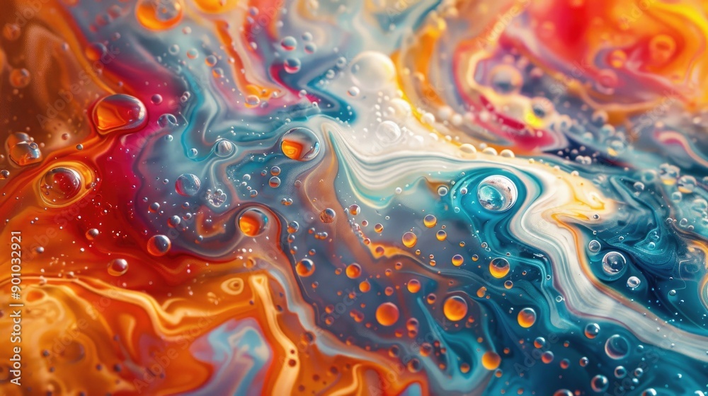 Wall mural Abstract, colorful fluid dynamics in motion