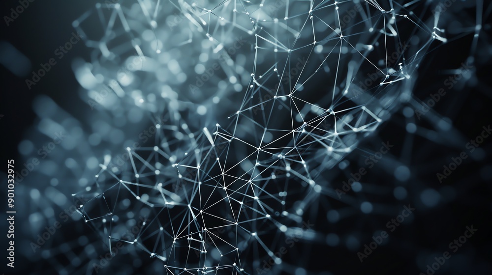 Wall mural a 3d rendering of an abstract network structure with glowing points and lines.