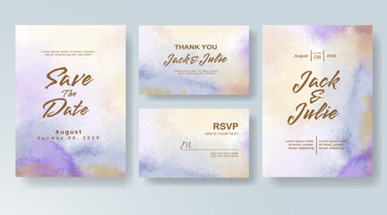 Wedding invitation with abstract watercolor background