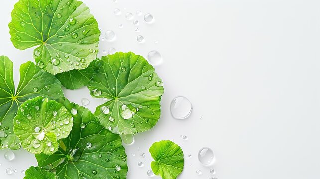 Centella Asiatica (Gotu Kola) Leaves with Dewdrops