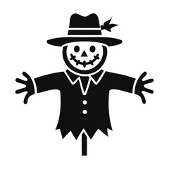 A scarecrow standing silhouette vector illustration design