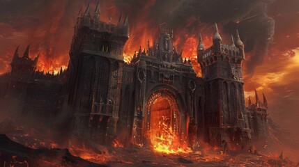 Obraz premium Cozy fire burning in a fireplace with glowing red and