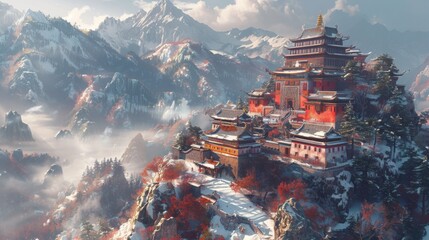 Shangri-La, China - Tibetan-style architecture and scenic beauty