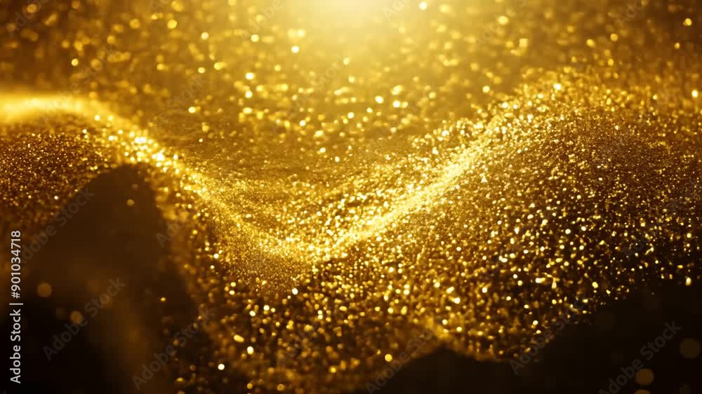 Poster Golden Glitter Particles Create a Shimmering Loop Background Generative AI