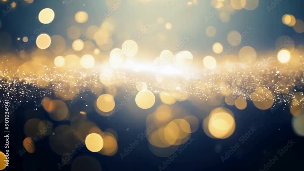 Poster shimmering bokeh light particles creating a glowing atmosphere at dusk generative ai