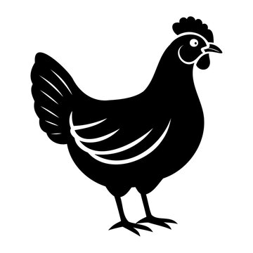 recommend clip art: A realistic simple silhouette chicken hen standing vector illustration