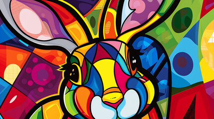 Abstract rabbit art design, wallpaper, the art of colorful beauty