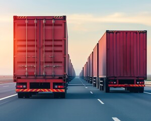 A modern logistics office on a clean road with advanced transport management systems,