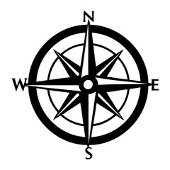 A silhouette map compass vector illustration