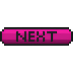 pixel buttons of the game interface, box with pixelated text, Menu game buttons. Game menu interface with settings, button 8 bit pixel, exiting the game, saving and starting the game © FyfaMetarial