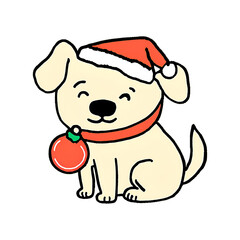 Fototapeta premium a cute dog in holiday playing with Christmas decoration 201