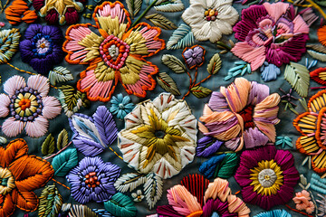 Elegant Embroidery Patterns: A Fusion of Traditional Florals and Modern Geometrics in Vibrant Colors