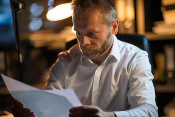 Portrait of a spokesperson reviewing media coverage, Generative AI