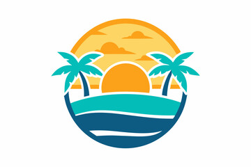 Summer beach logo design vector art Illustration 