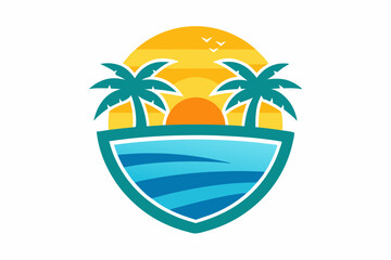 Summer beach logo design vector art Illustration 