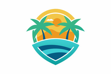 Summer beach logo design vector art Illustration 