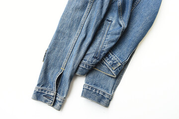 blue denim shirt texture isolated on white background, jean fashion style