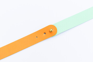 yellow and light green leather strap isolated on white background