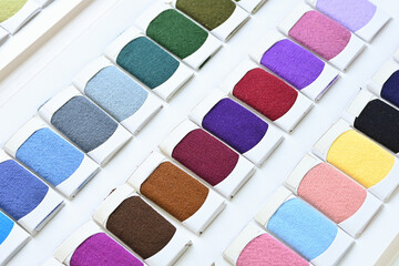 sample color shade of colorful fabric textile of clothing industry