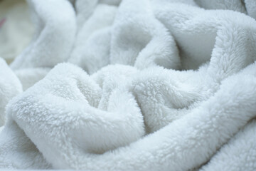 white soft fluffy blanket textile